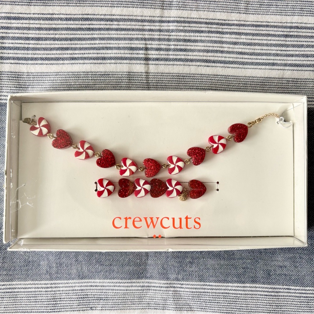 Crewcuts Peppermint Heart Necklace & Bracelet set